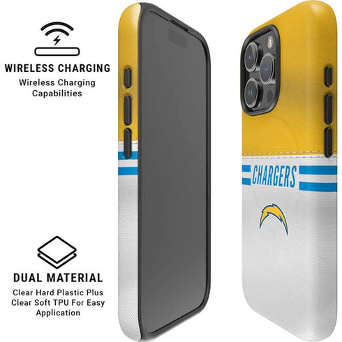 NFL Los Angeles Chargers White Striped iPhone 16 Pro Magsafe Impact Case